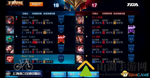 TGA2017《王者荣耀》次日激战，BOOT对垒SV战队！