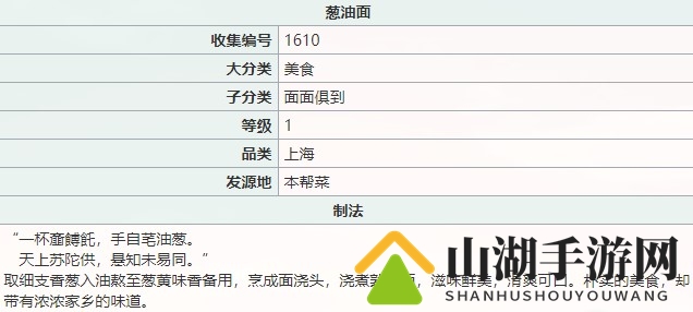 江湖悠悠葱油面食谱配方分享